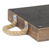 Dark Brown Wooden Tray with Rope Handles