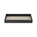 Black and Cream Faux Leather and Linen Serving Tray