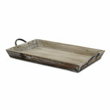 Wooden Serving Tray with Metal Handles