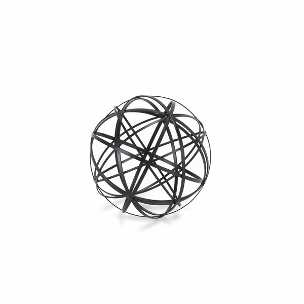 Petite Black Metal Wire Ball Decorative Sculpture