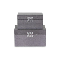 Set of Two Gray Wooden Boxes