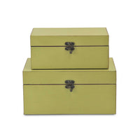 Set of Two light Green Wooden Storage Boxes