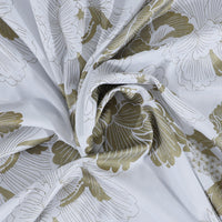 Gold and White Floral Printed Shower Curtain