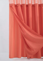 Coral Sheer and Grid Shower Curtain and Liner Set