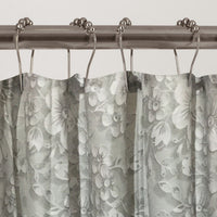 White and Gray Floral Patterned Shower Curtain