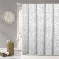 Silver Baroque Pattern Shower Curtain