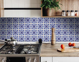 4" X 4" Blue And White Mosaic Peel And Stick Removable Tiles