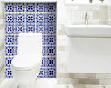 6" X 6" Blue And White Mosaic Peel And Stick Removable Tiles