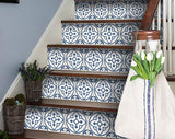 4" X 4" Tulipa Blue and White Peel and Stick Removable Tiles