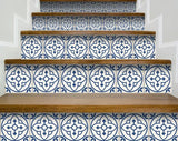 6" X 6" Tulipa Blue and White Peel and Stick Removable Tiles