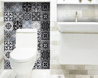 4" X 4" Black White and Gray Mosaic Peel and Stick Tiles
