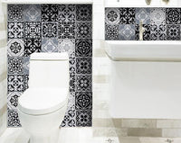 6" X 6" Black White and Gray Mosaic Peel and Stick Tiles