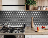8" X 8" Black and White Floral Peel and Stick Removable Tiles
