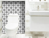 7" X 7" Black and White Daisy Peel and Stick Removable Tiles