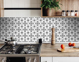 4" X 4" Black and White Delia Peel and Stick Removable Tiles