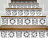 4" X 4" White and Black Cross Peel and Stick Removable Tiles