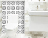 7" X 7" White and Black Cross Peel and Stick Removable Tiles