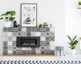 8" X 8" Black White and Gray Bella Peel and Stick Tiles