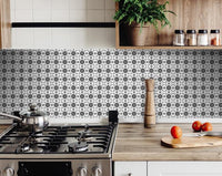 4" X 4" Black and White Gerber Peel and Stick Removable Tiles