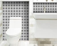 4" X 4" Black and White Gerber Peel and Stick Removable Tiles