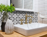 5" X 5" Black and White Posy Peel and Stick Removable Tiles