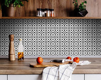 4" X 4" Black and White Pinna Peel and Stick Removable Tiles