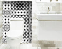 4" X 4" Black and White Pinna Peel and Stick Removable Tiles