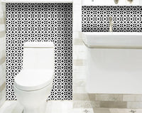 4" X 4" Black and White Pinna Peel and Stick Removable Tiles