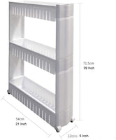 3 Tier Slim Storage Cart with Wheels Mobile Shelving Unit Organizer Slide Out Storage Rolling Utility Organizer Rack for Kitchen Bathroom Laundry Narrow Places, White