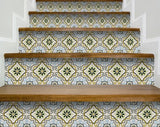 6" X 6" Taupe and Blue Scroll Peel and Stick Tiles