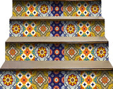 6" X 6" Blue And Yellow Mosaic Peel And Stick Removable Tiles