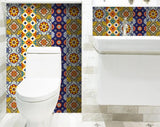 6" X 6" Blue And Yellow Mosaic Peel And Stick Removable Tiles
