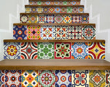 5" X 5" Blue Red Yellow Mosaic Peel And Stick Tiles
