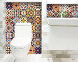 5" X 5" Blue Red Yellow Mosaic Peel And Stick Tiles