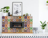 6" X 6" Blue Red Yellow Mosaic Peel And Stick Tiles
