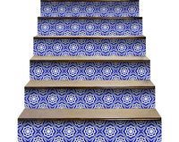 4" X 4" Blue And White Gerbera Peel And Stick Removable Tiles