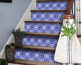 7" X 7" Blue And White Gerbera Peel And Stick Removable Tiles