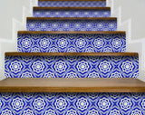 8" X 8" Blue And White Gerbera Peel And Stick Removable Tiles