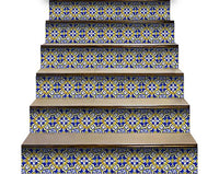 5" X 5" Blue and Yellow Links Peel And Stick Tiles