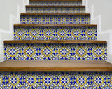 6" X 6" Blue and Yellow Links Peel And Stick Tiles