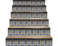 8" X 8" Blue and Yellow Links Peel And Stick Tiles