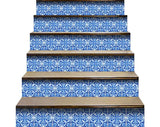 4" X 4" Blue and White Cross Peel And Stick Tiles
