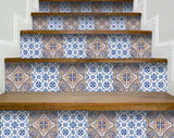 4" X 4" Blue and Muted Taupe Peel And Stick Tiles