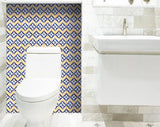6" X 6" Blue Yellow Zig Peel and Stick Tiles