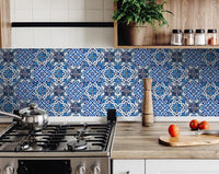 5" X 5" Blue Multi Mosaic Peel and Stick Tiles