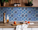 7" X 7" Blue Multi Mosaic Peel and Stick Tiles