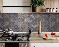 6" X 6" Blue Warm Tones Mosaic Peel and Stick Tiles