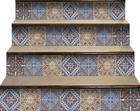 6" X 6" Blue Warm Tones Mosaic Peel and Stick Tiles