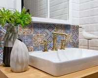 6" X 6" Blue Warm Tones Mosaic Peel and Stick Tiles