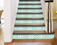 8" x 8" Light Green And White Geo Peel and Stick Removable Tiles